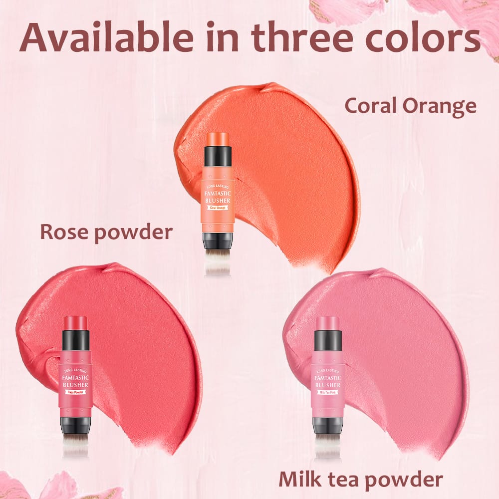 2 IN 1 Blush with Brush Korean Blusher stick | Cheek Blush with Brush | Trendy Makeup Brush with Blush | Cream Blush for girls