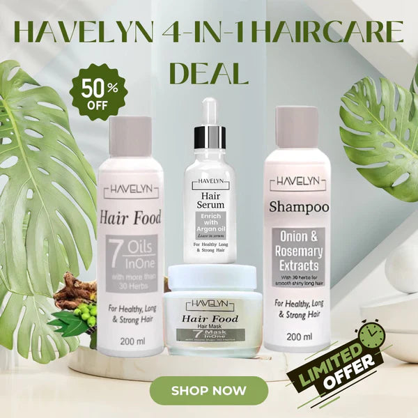 4 in 1 Havelyn deal - Includes Hair Food Oil, Onion & Rosemary Extracts Hair Shampoo, Hair Serum and Hair Mask.