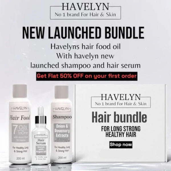 4 in 1 Havelyn deal - Includes Hair Food Oil, Onion & Rosemary Extracts Hair Shampoo, Hair Serum and Hair Mask.